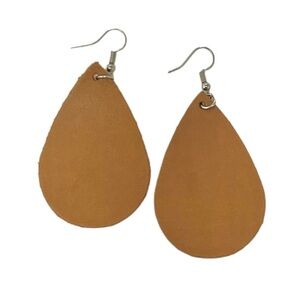 NWOT Tan Leather Teardrop Earrings